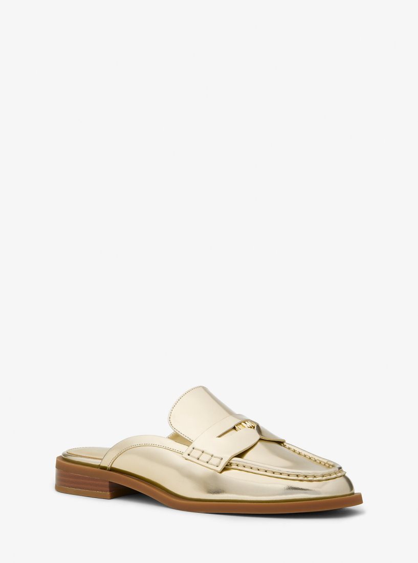 Zapatos Planos Michael Kors Eden Metallic Leather Mule Mujer Doradas | 8901-VEQAC