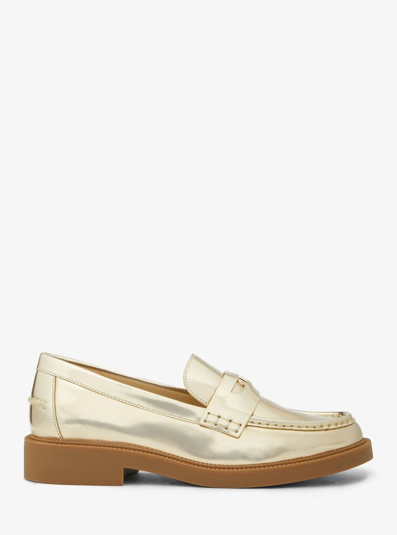 Zapatos Planos Michael Kors Eden Metallic Leather Loafer Mujer Doradas | 4687-RIYWB