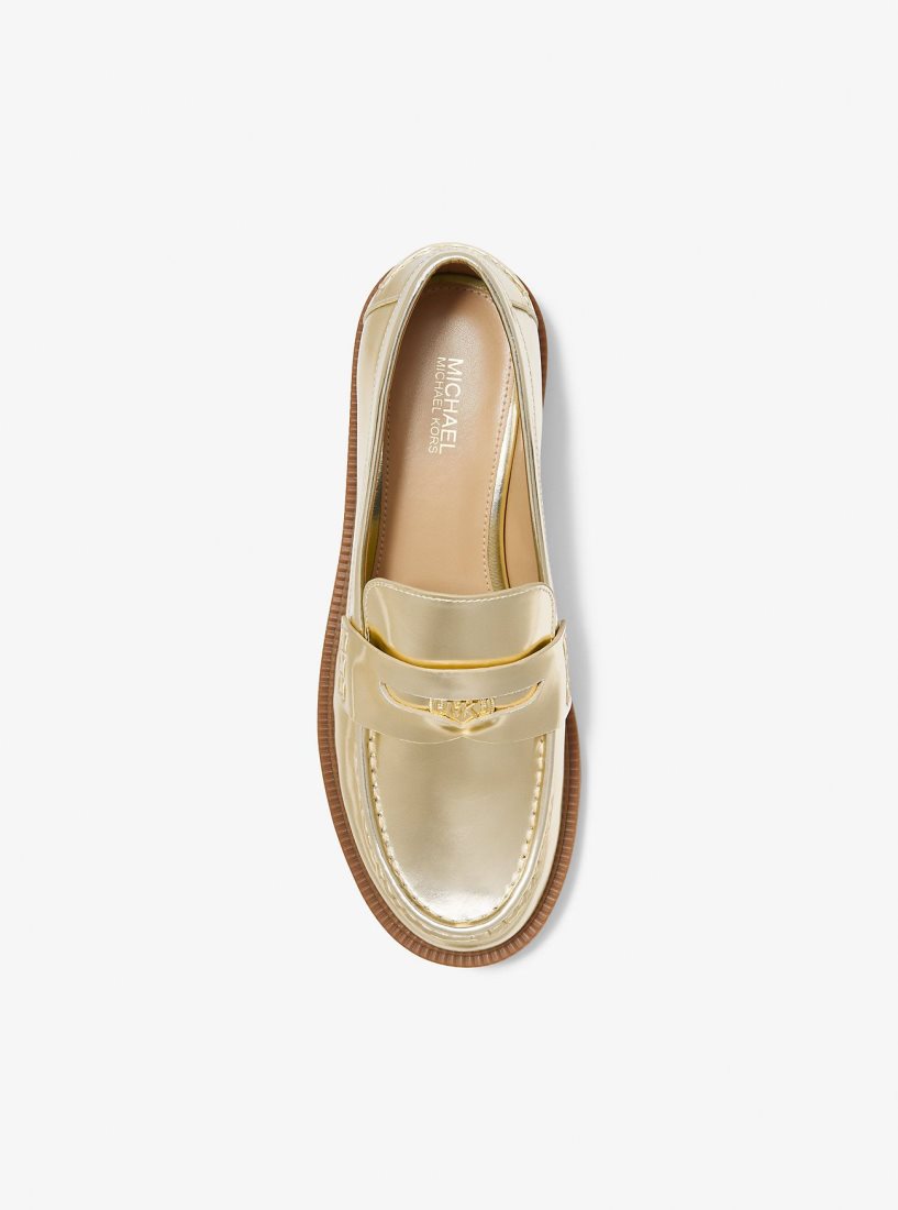 Zapatos Planos Michael Kors Eden Metallic Leather Loafer Mujer Doradas | 4687-RIYWB