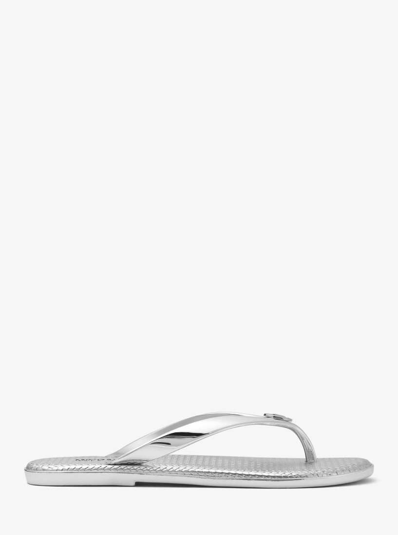 Zapatos Planos Michael Kors Jet Set Metallic Jelly Flip-Flop Mujer Plateadas | 6851-GJUTK