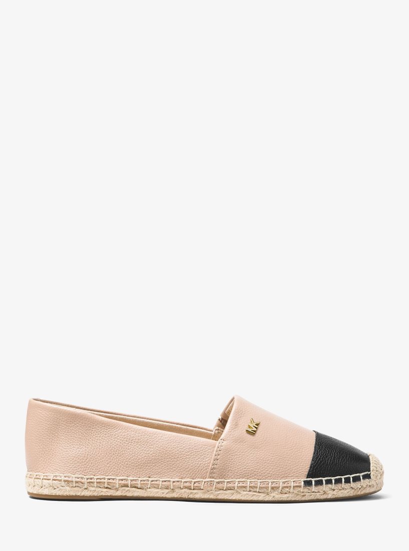 Zapatos Planos Michael Kors Kendrick Leather Slip-On Espadrille Mujer Oyster/Blk | 2053-ELGIT