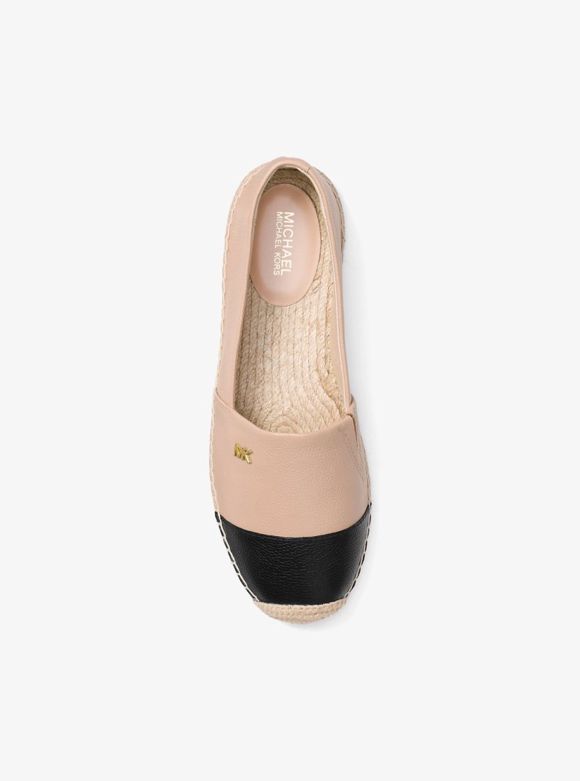 Zapatos Planos Michael Kors Kendrick Leather Slip-On Espadrille Mujer Oyster/Blk | 2053-ELGIT