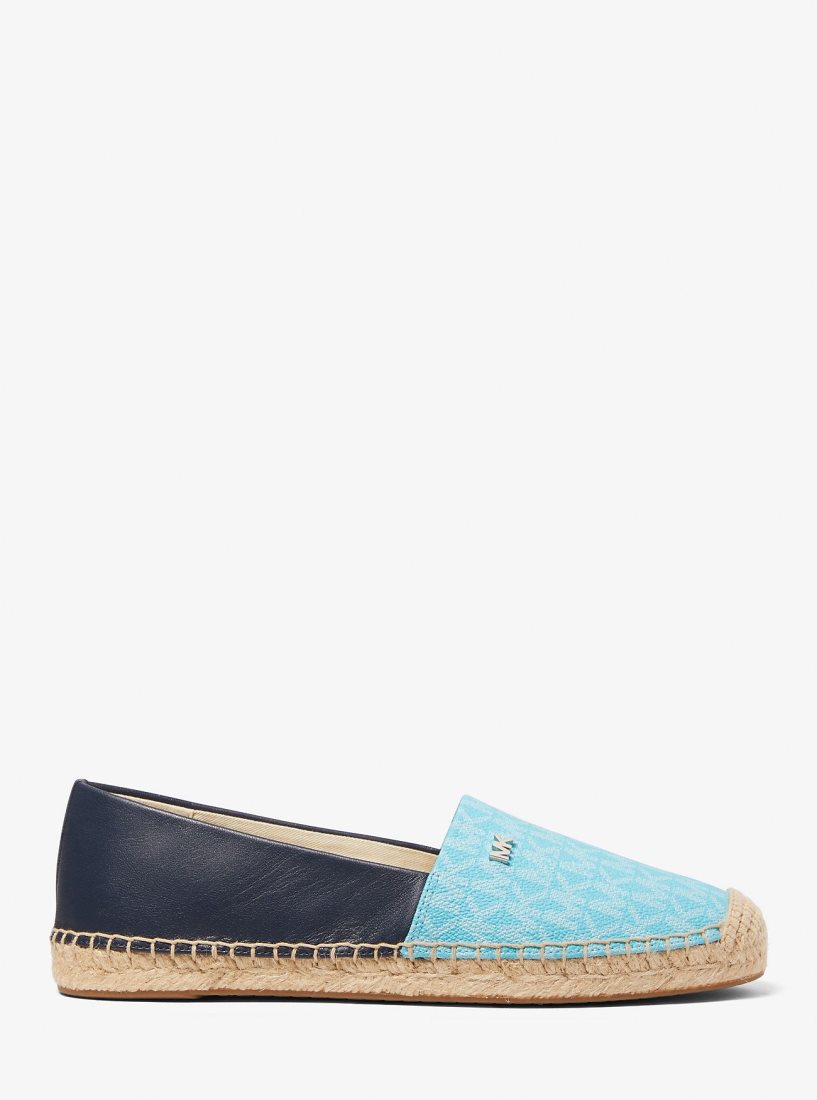 Zapatos Planos Michael Kors Kendrick Logo and Leather Slip-On Espadrille Mujer Azules | 0479-YXKNC