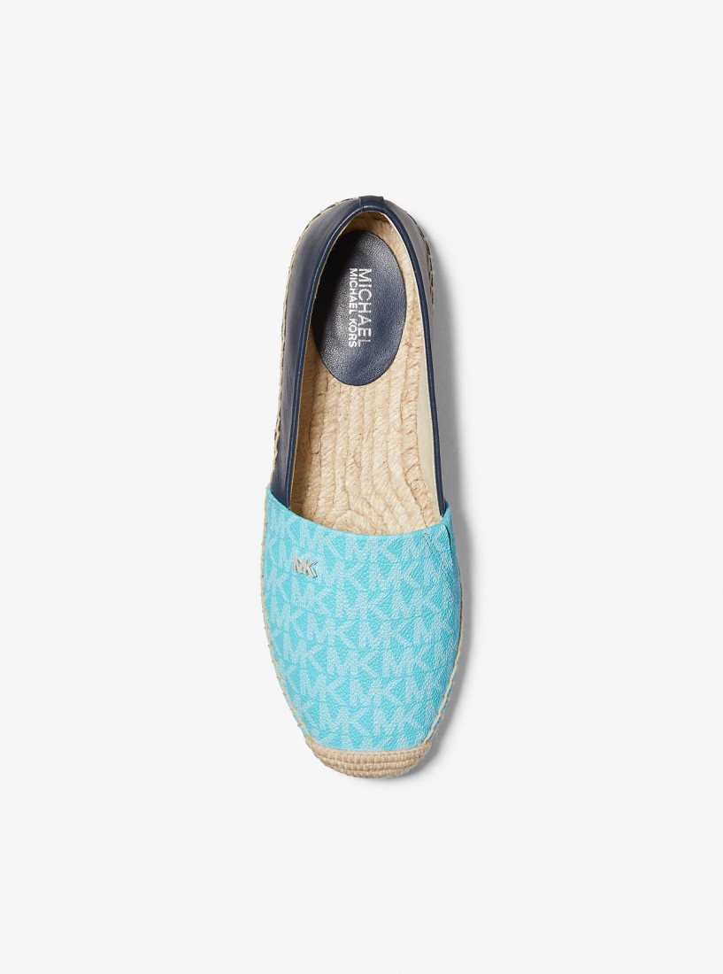 Zapatos Planos Michael Kors Kendrick Logo and Leather Slip-On Espadrille Mujer Azules | 0479-YXKNC