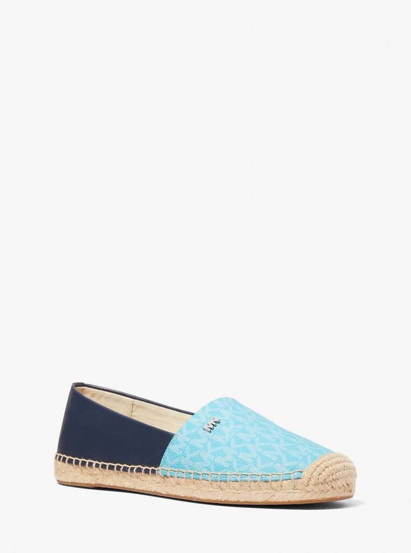 Zapatos Planos Michael Kors Kendrick Logo and Leather Slip-On Espadrille Mujer Azules | 0479-YXKNC