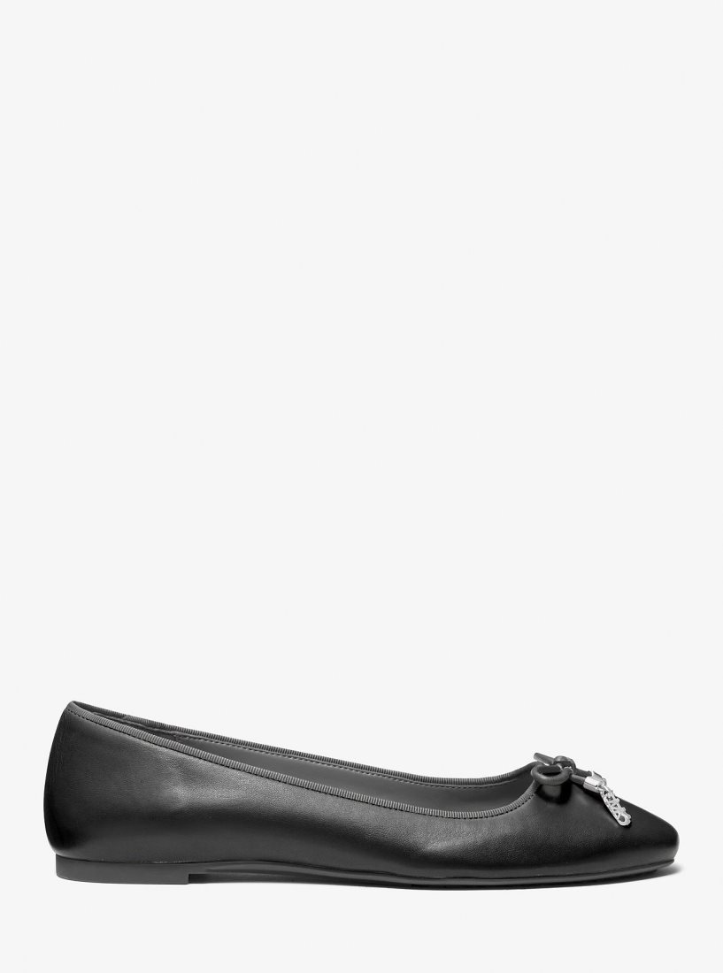 Zapatos Planos Michael Kors Nori Leather Ballet Flat Mujer Negras | 8632-TEXFW