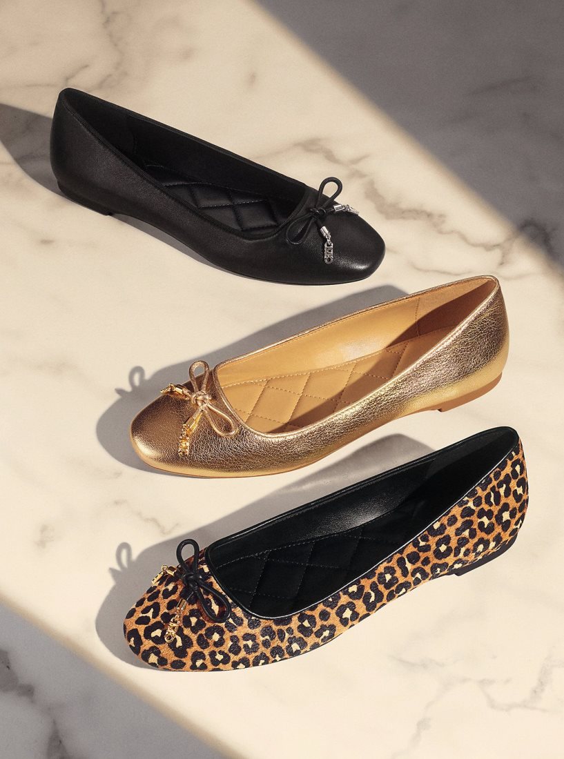 Zapatos Planos Michael Kors Nori Leopard Print Calf Hair Ballet Flat Mujer Negras | 3512-GZLQR