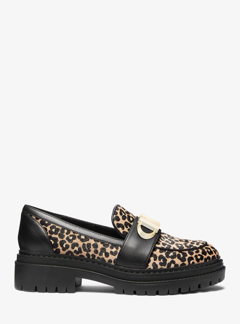 Zapatos Planos Michael Kors Parker Leopard Print Calf Hair Loafer Mujer Negras | 9652-DBNEC