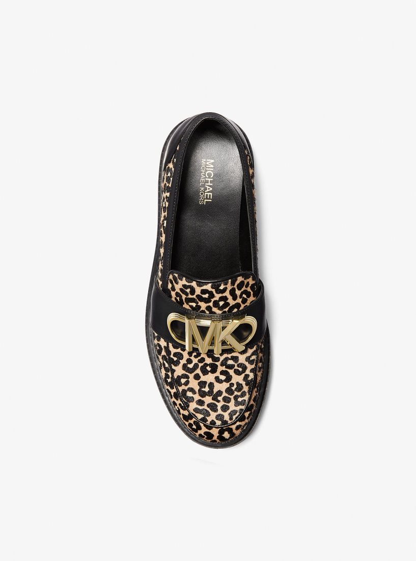 Zapatos Planos Michael Kors Parker Leopard Print Calf Hair Loafer Mujer Negras | 9652-DBNEC