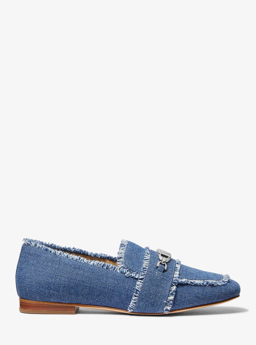 Zapatos Planos Michael Kors Tiffanie Frayed Denim Loafer Mujer Azules | 1739-FSQKE