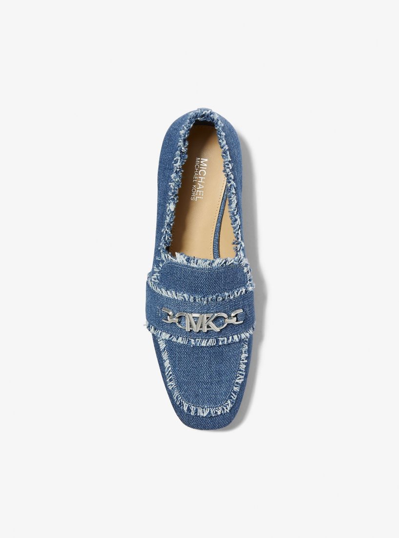 Zapatos Planos Michael Kors Tiffanie Frayed Denim Loafer Mujer Azules | 1739-FSQKE