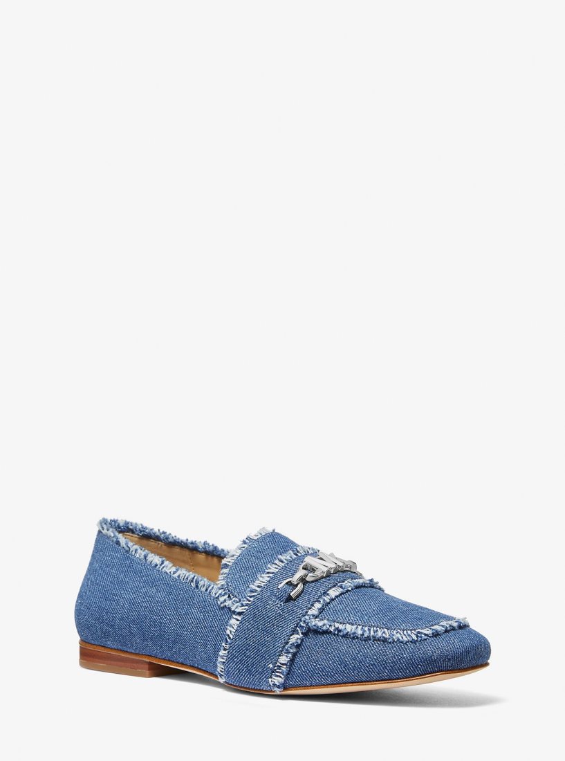 Zapatos Planos Michael Kors Tiffanie Frayed Denim Loafer Mujer Azules | 1739-FSQKE