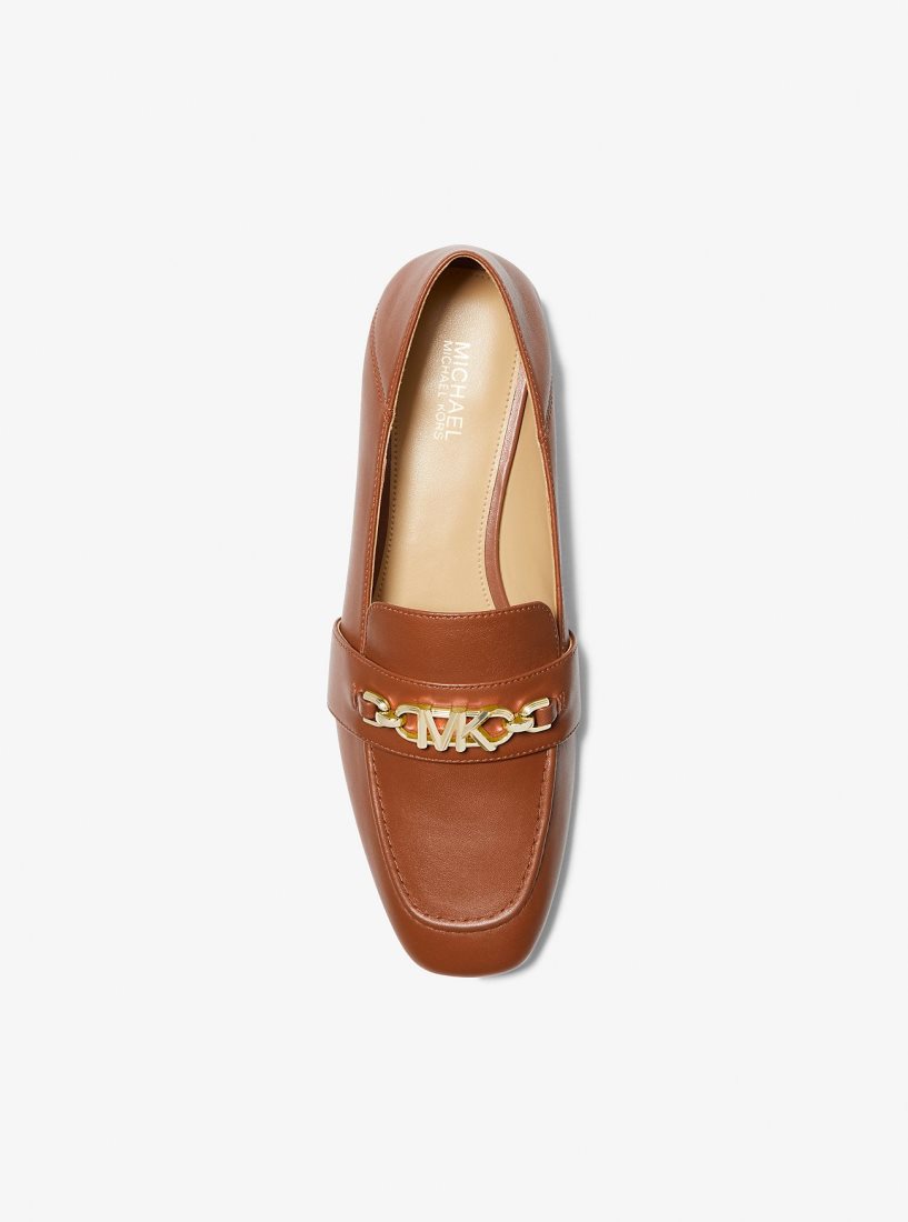 Zapatos Planos Michael Kors Tiffanie Leather Loafer Mujer Luggage | 4357-AMUPR