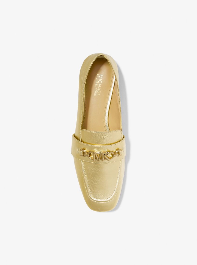 Zapatos Planos Michael Kors Tiffanie Metallic Leather Loafer Mujer Doradas | 8135-TCIJL