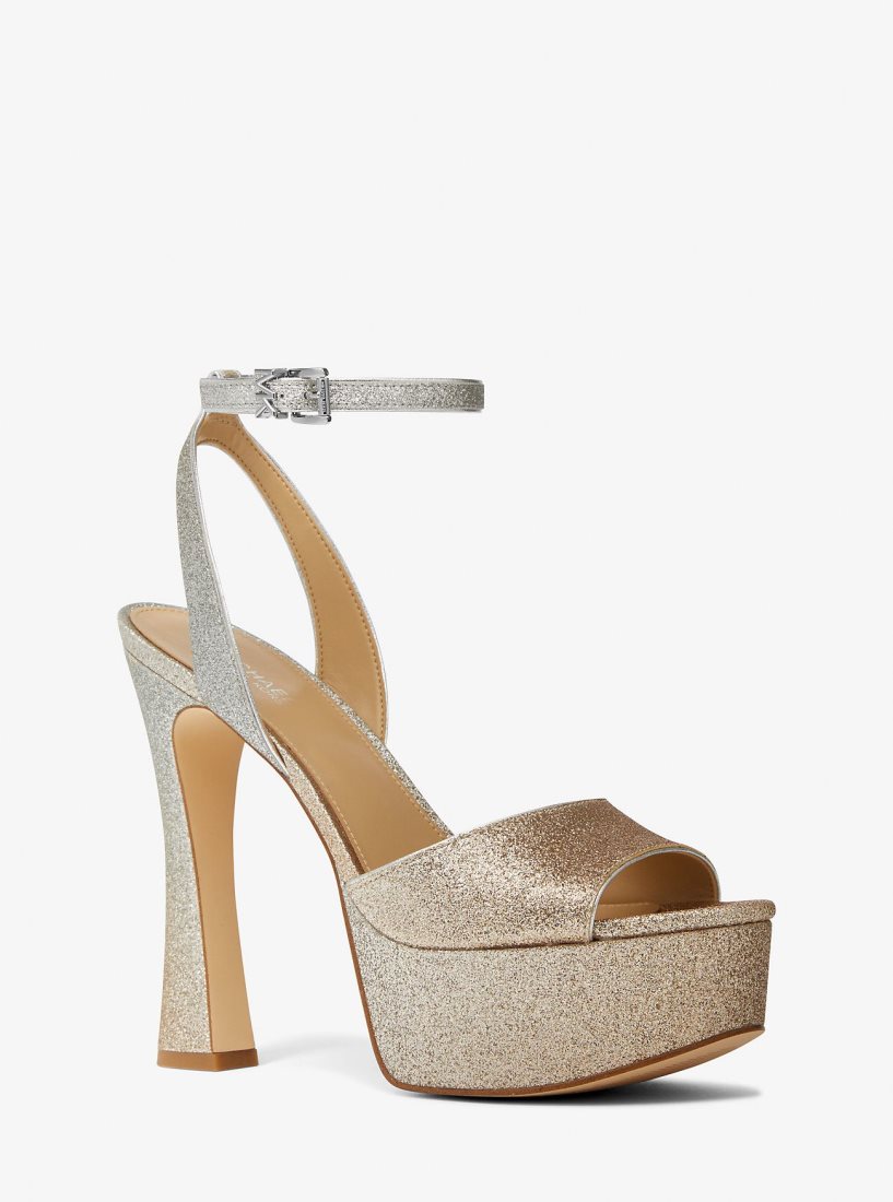 Zapatos Plataforma Michael Kors Jensen Glitter Platform Sandal Mujer Silv/Plgold | 7930-WIQSH