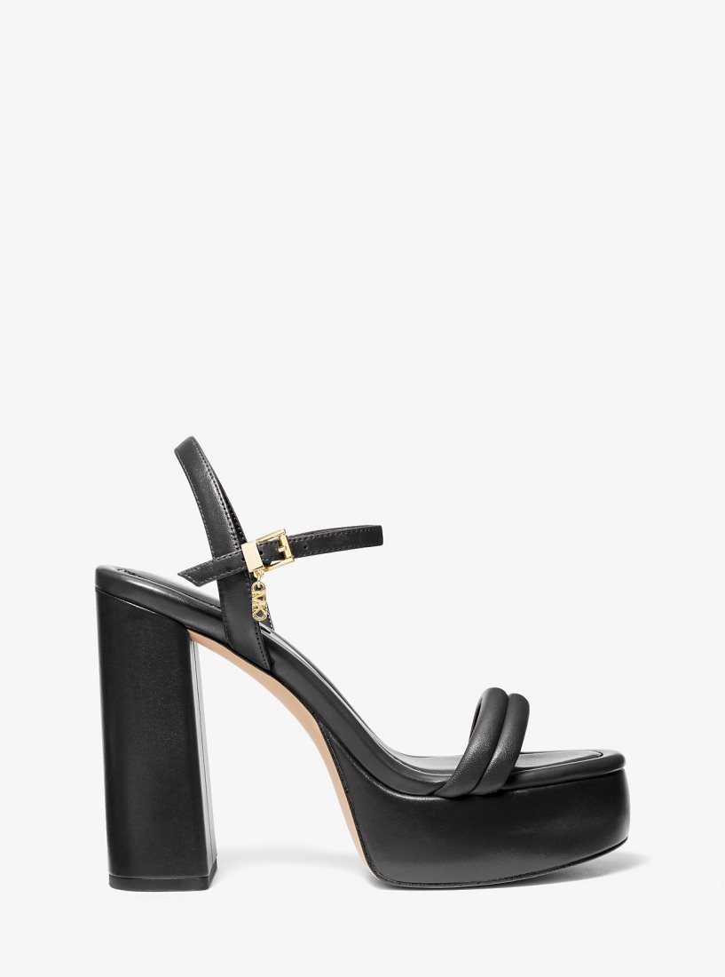 Zapatos Plataforma Michael Kors Laci Leather Platform Sandal Mujer Negras | 7620-YMSEC