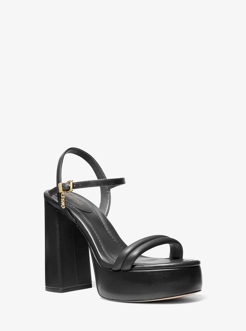 Zapatos Plataforma Michael Kors Laci Leather Platform Sandal Mujer Negras | 7620-YMSEC